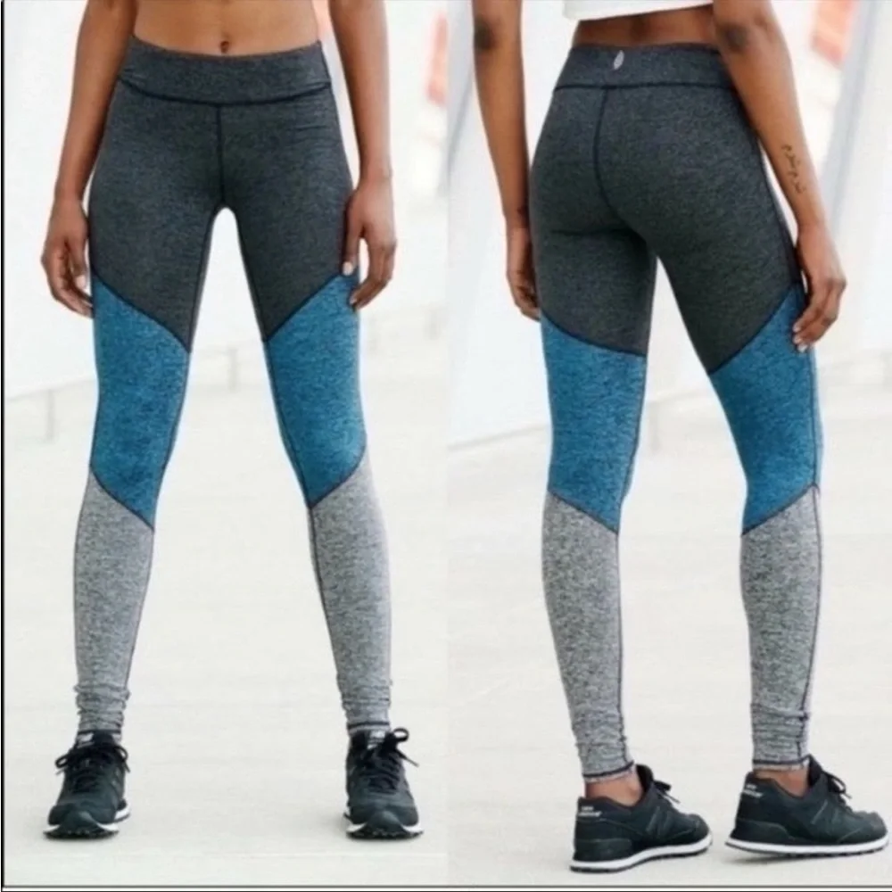 FREE‎ PEOPLE Movement 'Intuition' Leggings Blue Gray Color Blocked